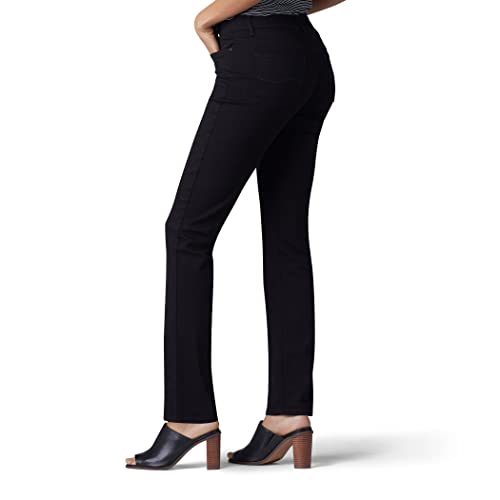 Lee Women's Ultra Lux Comfort with Flex Motion Straight Leg Jean Black 8 Long