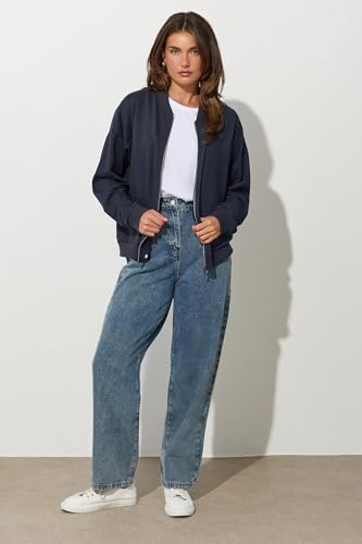 Long Tall Sally Lts Tall Jersey Cropped Bomber Jacket Blue 8