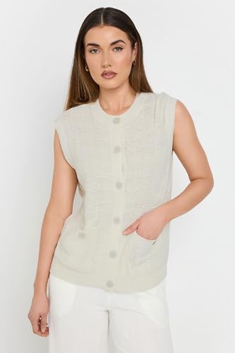 Long Tall Sally Lts Tall Knitted Metallic Button Undershirt Top Ivory 4-10