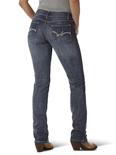 Wrangler Womens Western Mid Rise Stretch Straight Leg Jeans, Dark Indigo, 9 1 US