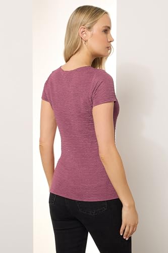 Long Tall Sally LTS Tall Textured Slash Neck Top Pink 10
