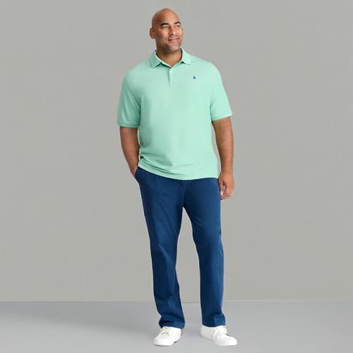 IZOD Men's Big and Tall Advantage Performance Short Sleeve Polo Shirt, Green Spruce, 5X-Large Tall