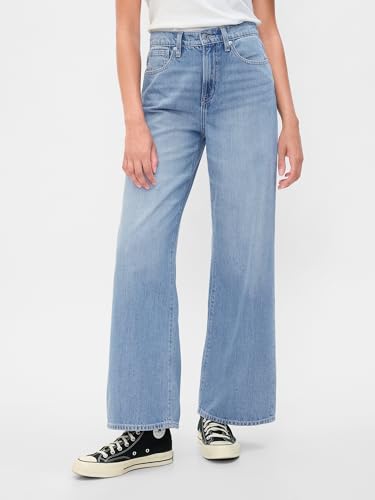 GAP Womens High Rise Wide Leg Jeans Light Bergie 27 Long