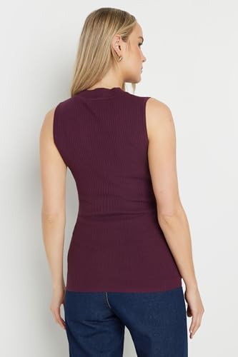 LTS Tall Burgundy Red Knitted Ribbed Vest Top