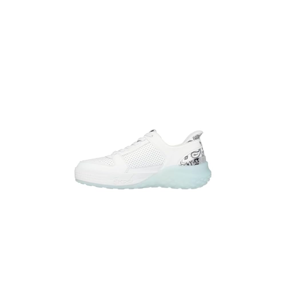 White Leather Ice Blue Trim