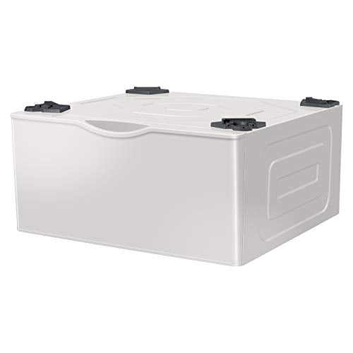 SAMSUNG 27-Inch Washer Dryer Pedestal Stand w/ Pull Out Laundry Storage Drawer, Stainless Steel, WE402NE/A3, 28.1"D x 27"W x 14.2"H, Ivory