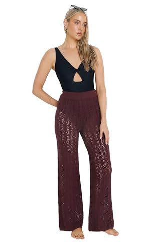 Long Tall Sally LTS Tall Pointelle Knit Wide Leg Pants Purple 12