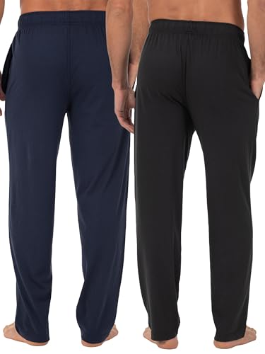 Fruit of the Loom Men's Extended Sizes Jersey Knit Sleep Pant, Black/Navy (2-pack), 3XL Tall