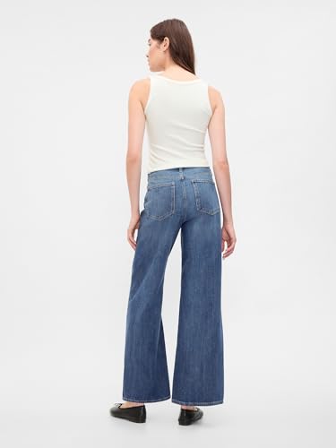 GAP Womens High Rise Wide Leg Jeans Medium Wash 30 Long