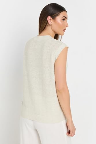Long Tall Sally Lts Tall Knitted Metallic Button Undershirt Top Ivory 4-10