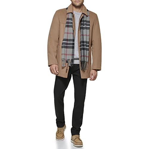 Dockers Men's Weston Wool Blend Coat (Regular and Big & Tall), Camel/Light Grey Scarf, XX-Large Tall