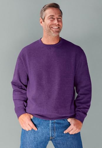 KingSize Men's Big & Tall Fleece Crewneck Sweatshirt - 4XL, Black White Marl
