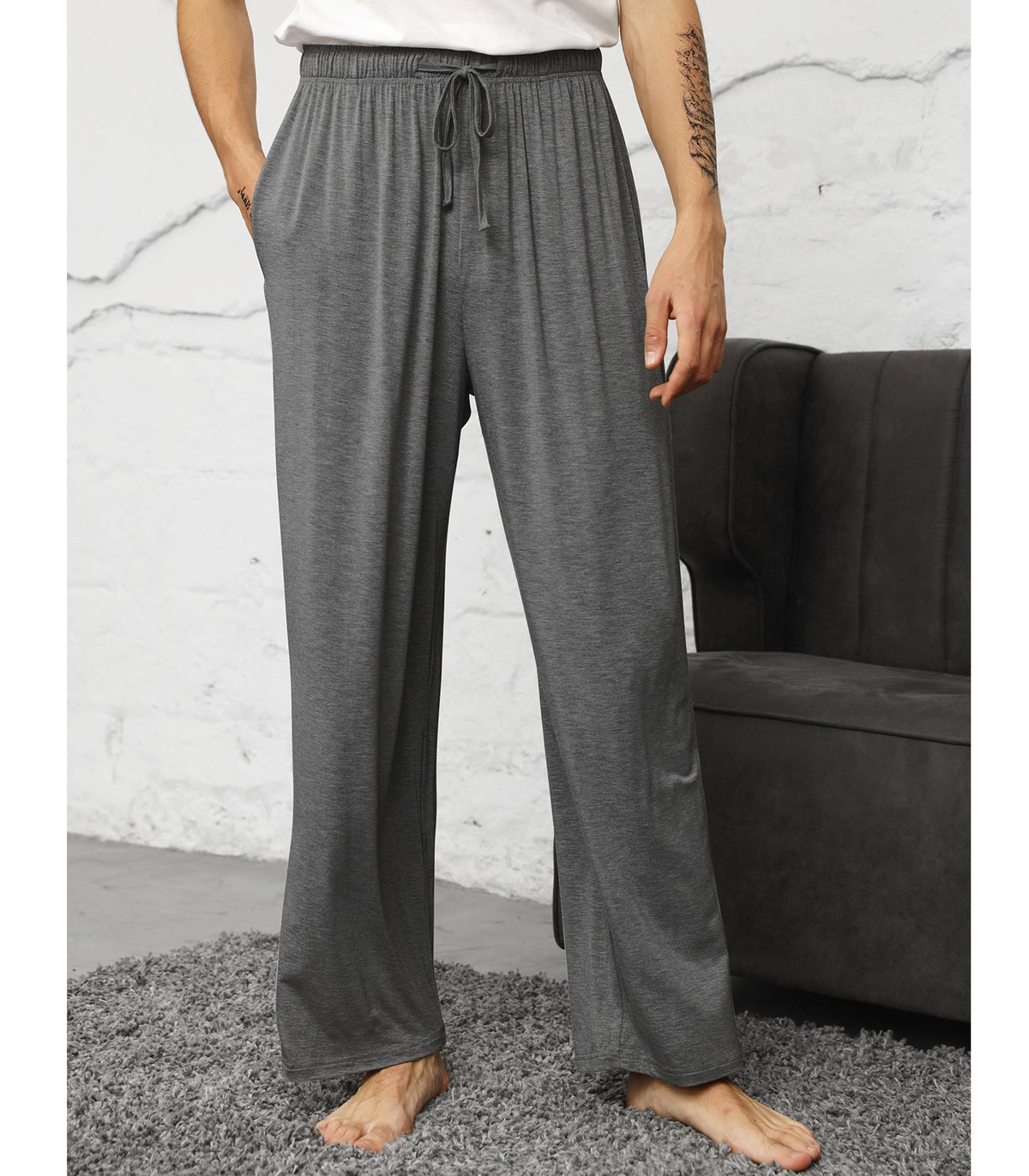WiWi Mens Bamboo Pajama Pants Soft Sleep Bottoms