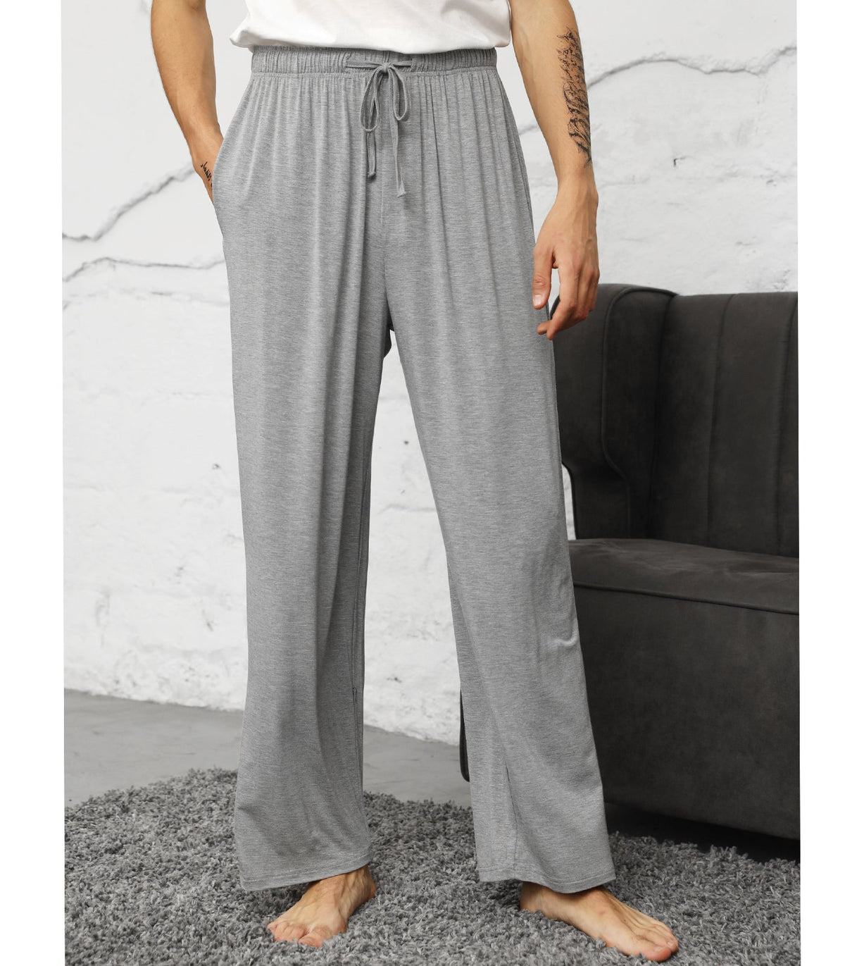 WiWi Mens Bamboo Pajama Pants Soft Sleep Bottoms