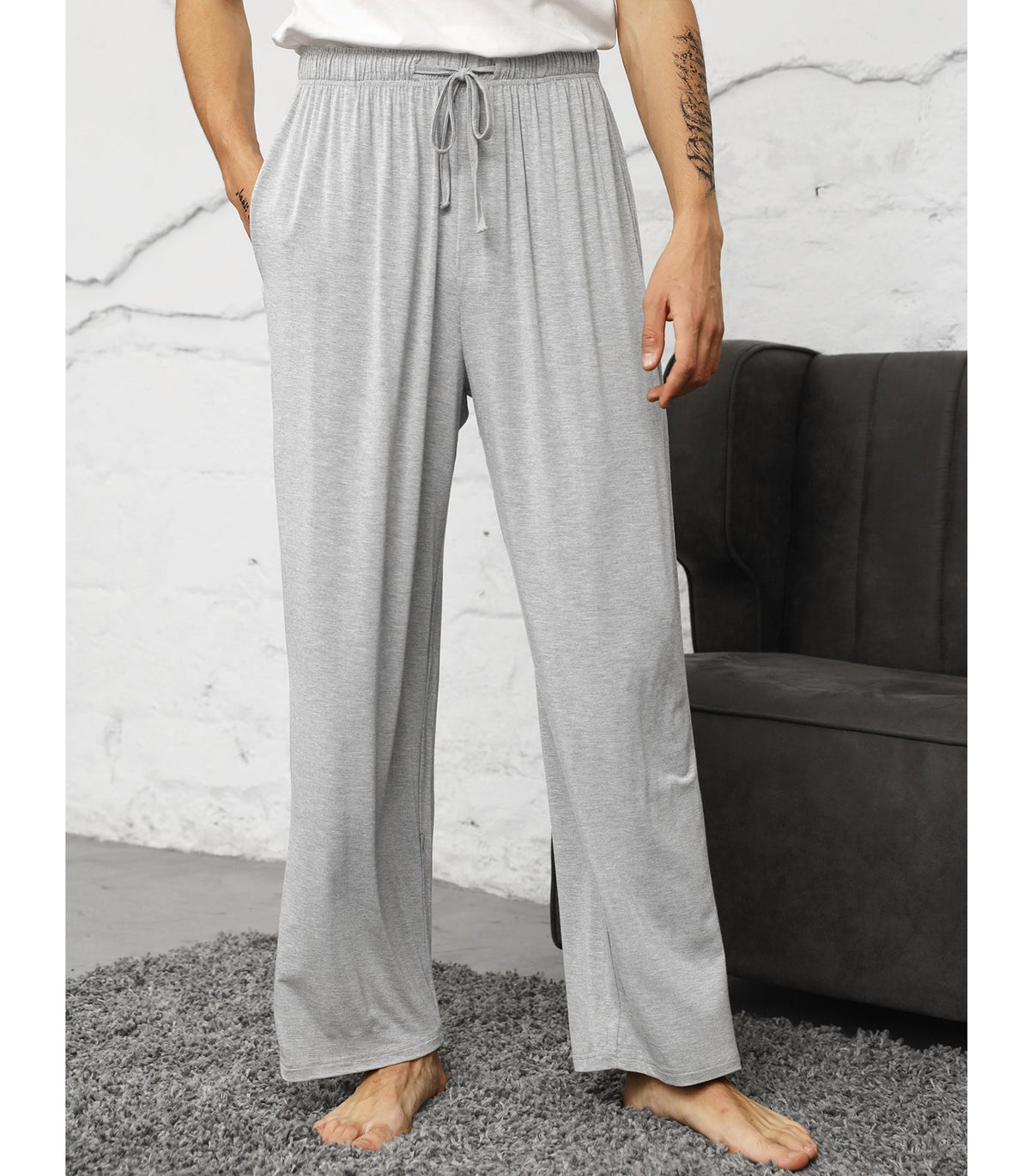 WiWi Mens Bamboo Pajama Pants Soft Sleep Bottoms