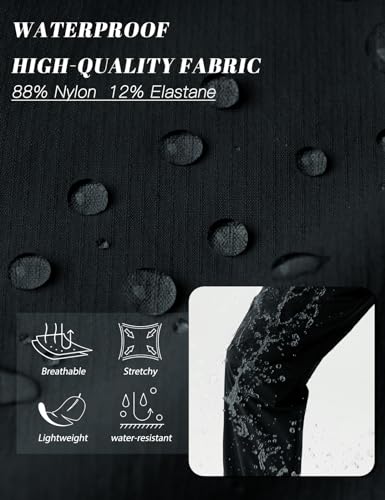 SEVEGO Womens Hiking Pants Tall Inseam 30" Athletic Cargo Pants Lightweight 4 Zipper Pockets Water Resistant Elastic Waist, Black, L