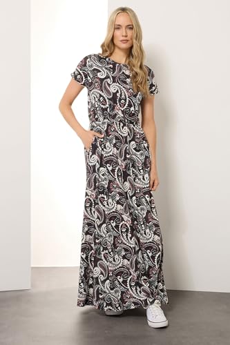 Long Tall Sally LTS Tall Paisley Shirred Waist Maxi Dress Black 14