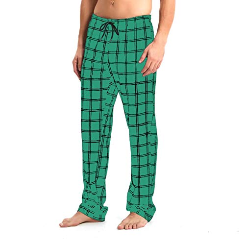 Idtswch Mens Tall Pajama Pants 36" Inseam Plaid Lounge Pants Sleepwear Pajama Bottoms 100% Cotton