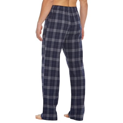 Tall MobPlace Mens 34/36 Inseam 100% Cotton Pajama Pants for Tall Men Navy/Grey