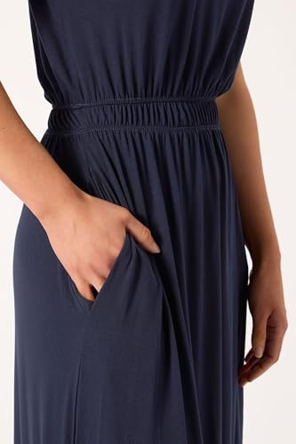 Long Tall Sally LTS Tall Shirred Waist Maxi Dress Navy 16