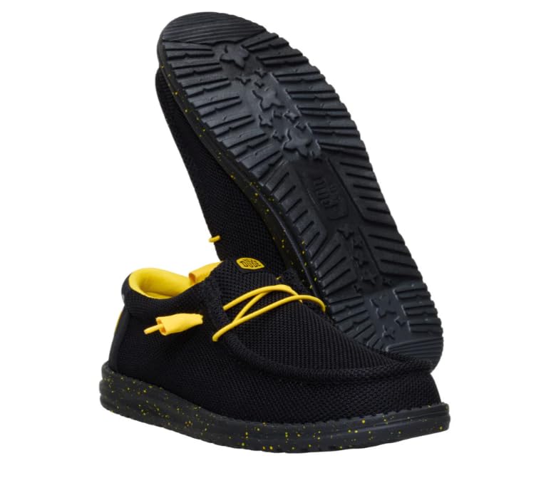HEYDUDE Wally Stretch Sox Black/Yellow Size 14, Men’s Shoes, Slip-on Loafers, Comfortable & Light-Weight