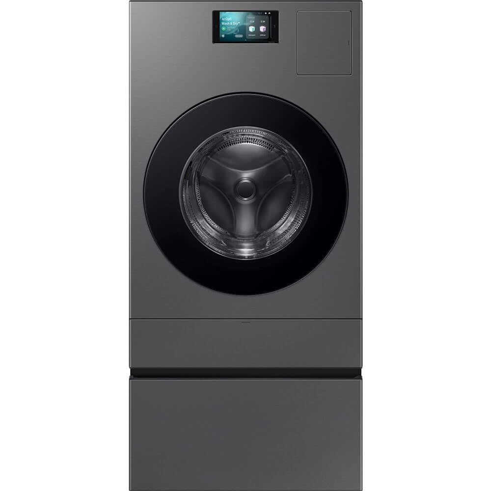 SAMSUNG Bespoke AI Laundry Comb Pedestal with Pull Out Storage Drawer, WE702NZ/US, Dark Steel