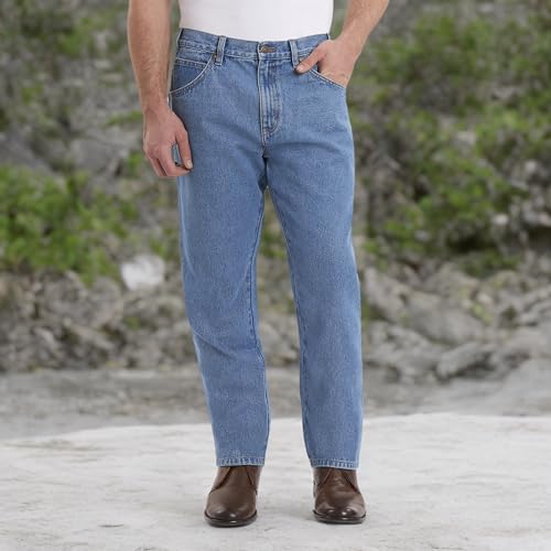 Rivets Supply & Company Men's Workwear Rugged Straight Fit, Medium Light Wash, 36W x 36L