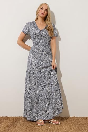 Long Tall Sally LTS Tall Abstract Tiered Maxi Dress Navy 14