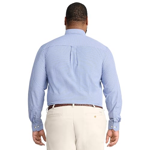 IZOD Men's Big Performance Comfort Long Sleeve Gingham Button Down Shirt, Mazarine Blue, X-Large Tall