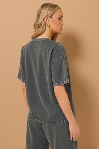 Long Tall Sally LTS Tall Acid Wash Short Sleeve Sweat T-Shirt Grey 12