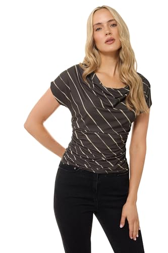 Long Tall Sally LTS Tall Striped Cowl Neck Top Brown 12