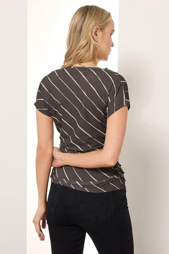 Long Tall Sally LTS Tall Striped Cowl Neck Top Brown 12