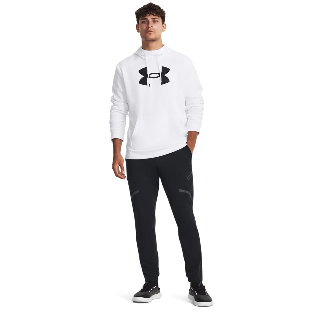 Under Armour mens Armour Fleece Big Logo Hoodie, (100) White / / Black, X-Large Tall