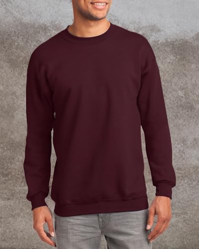 JustBlanks Fleece Sweatshirt for Men Tall Men’s Sweatshirt Crewneck Sweatshirt Relaxed-Fit Pullover Sweatshirt - Maroon - 2XLT