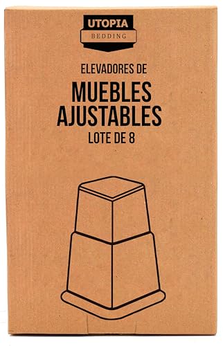 Utopia Bedding Adjustable Bed Furniture Risers - Elevation in Heights 3, 5 or 8 Inch Heavy Duty Risers for Beds and Under Bed Storage - Supports up to 1,300 lbs - (Set of 4 Riser, White)