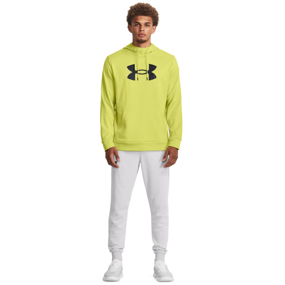 Under Armour mens Armour Fleece Big Logo Hoodie, (743) Lime Yellow / / Black, Large Tall