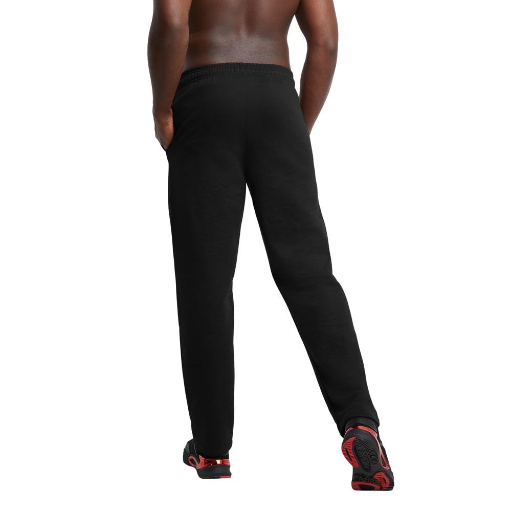 Champion Men's Open-Bottom Fleece Sweatpants, Standard Fit, Midweight, Available in Regular and Big, Black-C Patch Logo, XX-Large Tall