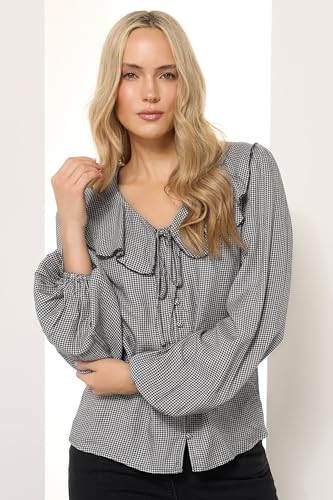 Long Tall Sally LTS Tall Cotton Gingham Check Collar Shirt Black 16