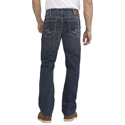 Silver Jeans Co. Men's Zac Relaxed Fit Straight Leg Jeans, Dark Wash SDK393, 29W x 36L