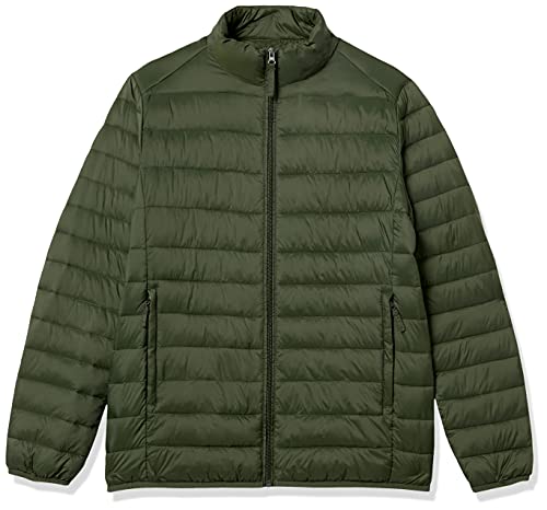 Amazon Essentials Men's Packable Lightweight Water-Resistant Puffer Jacket (Available in Big & Tall), Dark Green, 5X-Large Big Tall