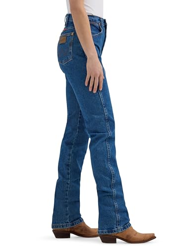 Wrangler Women's Cowboy Cut High Rise Slim Fit Tapered Leg Jean, Stonewash, 11-34