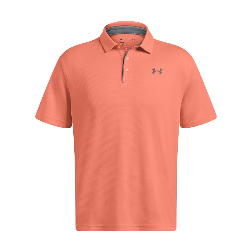 Under Armour Men's Tech Golf Polo, (897) Flare Orange/Pitch Gray/Halo Gray, X-Large Tall