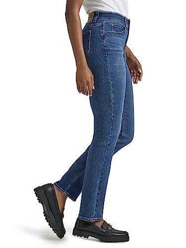 Lee Women's Ultra Lux Comfort with Flex Motion Straight Leg Jean, Cobalt Sheen, 10 Long