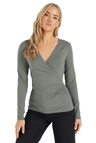 Long Tall Sally Lts Tall Long Sleeve Wrap Top Grey 18-20