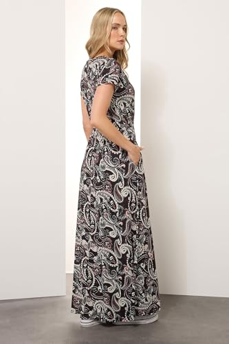 Long Tall Sally LTS Tall Paisley Shirred Waist Maxi Dress Black 6