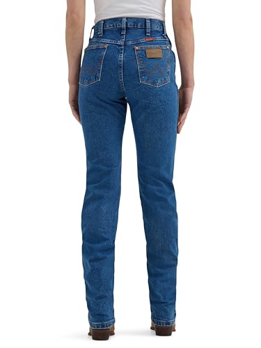 Wrangler Women's Cowboy Cut High Rise Slim Fit Tapered Leg Jean, Stonewash, 9-36