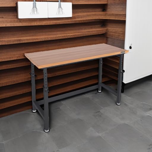 Seville Classics UltraHD Heavy Duty Workbench Table w/Solid Wood Top, 1000 lbs. Weight Capacity Workstation for Garage, Warehouse, Workshop, Granite, 60" W x 24" D x 28.5" to 42" H Desktop