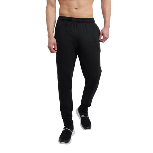 Champion Men's Fleece Joggers, Sweatpants, Standard Fit, Midweight, Script, Available in Regular and Big, Black-C Patch Logo, 3X-Large Tall