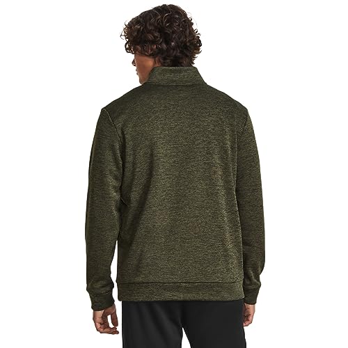 Under Armour mens Armour Fleece Twist Quarter Zip, (391) Marine OD Green/Black/Black, Large Tall