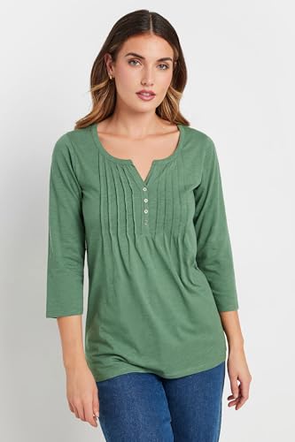 Long Tall Sally LTS Tall 2 Pack Cotton Henley Tops Green 10